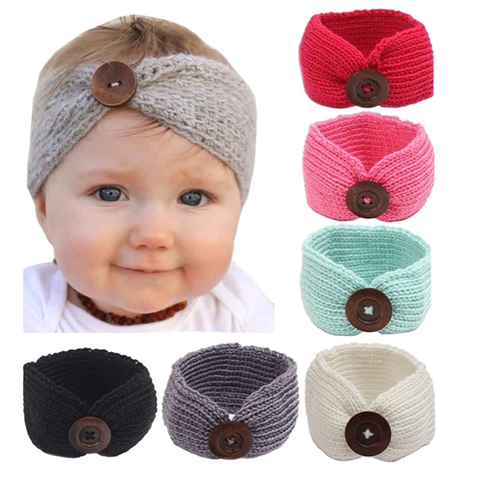 6-Pack Button Headbands Knit Head Wrap
